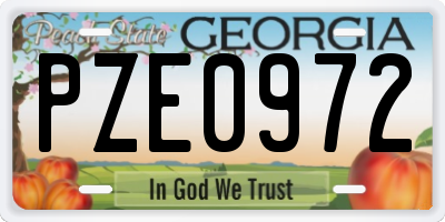 GA license plate PZE0972