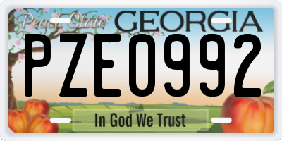 GA license plate PZE0992