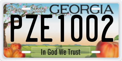 GA license plate PZE1002