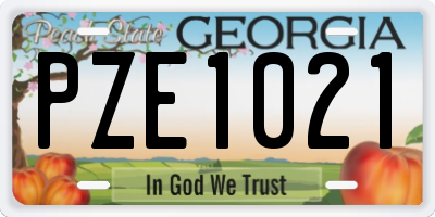GA license plate PZE1021