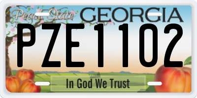 GA license plate PZE1102