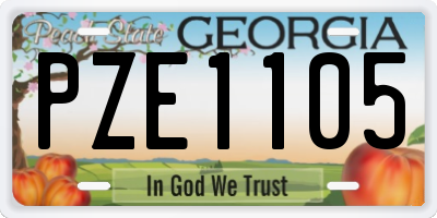 GA license plate PZE1105
