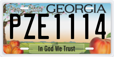 GA license plate PZE1114
