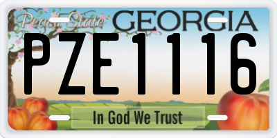 GA license plate PZE1116