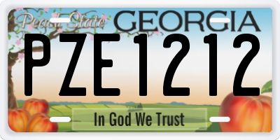 GA license plate PZE1212