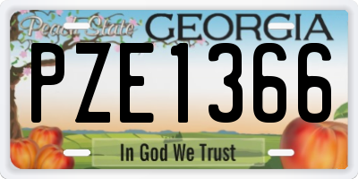 GA license plate PZE1366