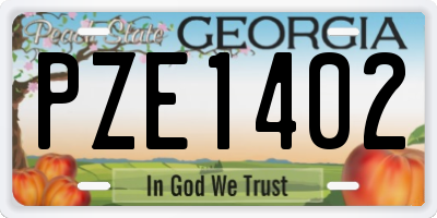 GA license plate PZE1402