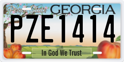 GA license plate PZE1414