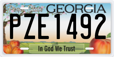 GA license plate PZE1492