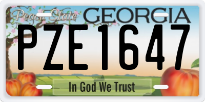 GA license plate PZE1647