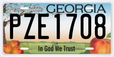 GA license plate PZE1708