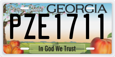 GA license plate PZE1711