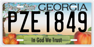 GA license plate PZE1849