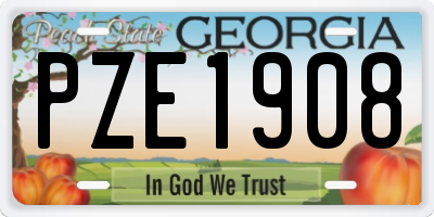 GA license plate PZE1908