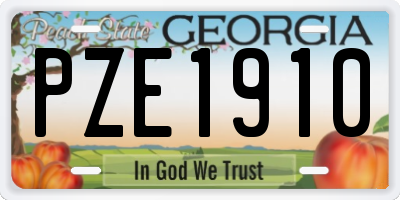 GA license plate PZE1910