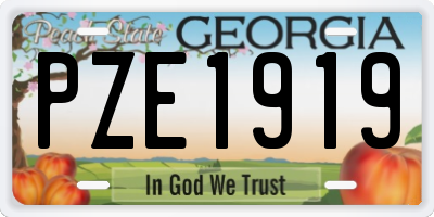 GA license plate PZE1919