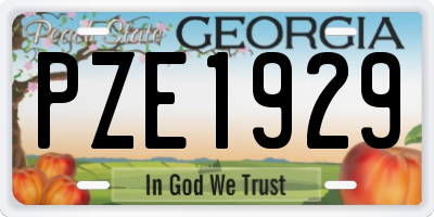 GA license plate PZE1929