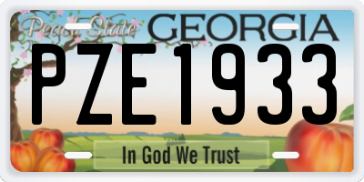 GA license plate PZE1933
