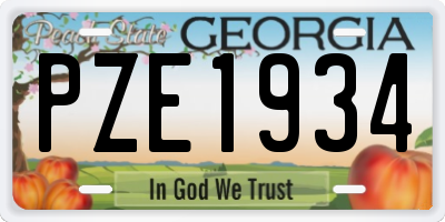 GA license plate PZE1934