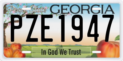GA license plate PZE1947