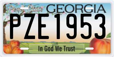 GA license plate PZE1953
