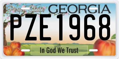 GA license plate PZE1968
