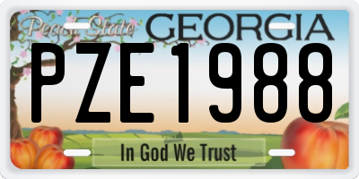 GA license plate PZE1988