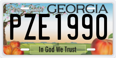 GA license plate PZE1990