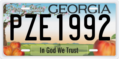 GA license plate PZE1992