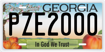 GA license plate PZE2000