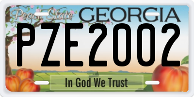 GA license plate PZE2002