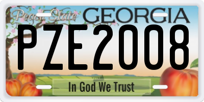 GA license plate PZE2008