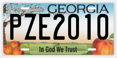 GA license plate PZE2010