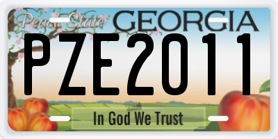 GA license plate PZE2011