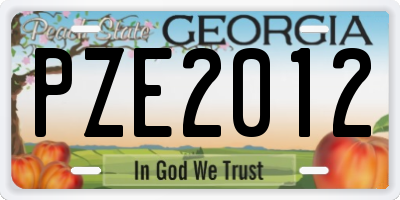 GA license plate PZE2012