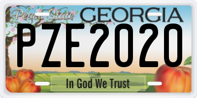 GA license plate PZE2020