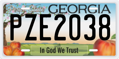 GA license plate PZE2038