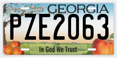 GA license plate PZE2063