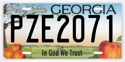 GA license plate PZE2071