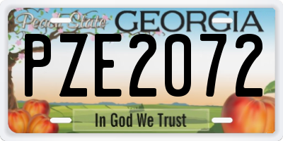 GA license plate PZE2072