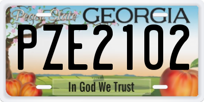 GA license plate PZE2102
