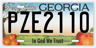 GA license plate PZE2110