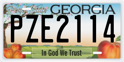 GA license plate PZE2114