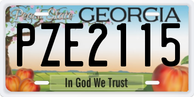 GA license plate PZE2115