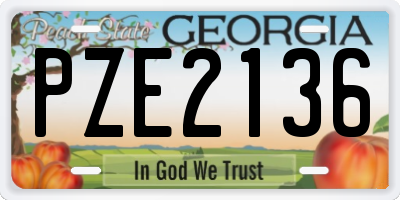 GA license plate PZE2136