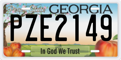 GA license plate PZE2149