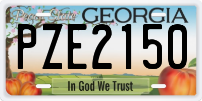 GA license plate PZE2150