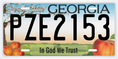 GA license plate PZE2153