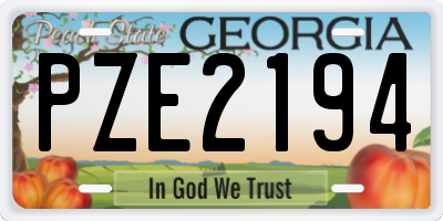 GA license plate PZE2194