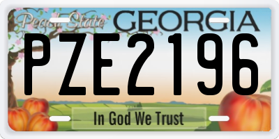 GA license plate PZE2196